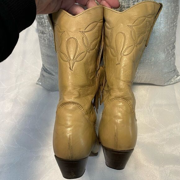Laredo Tan Brown Tassel Pointed Toe Leather Western Rodeo Cowgirl Boots SZ 5.5M - Picture 6 of 11
